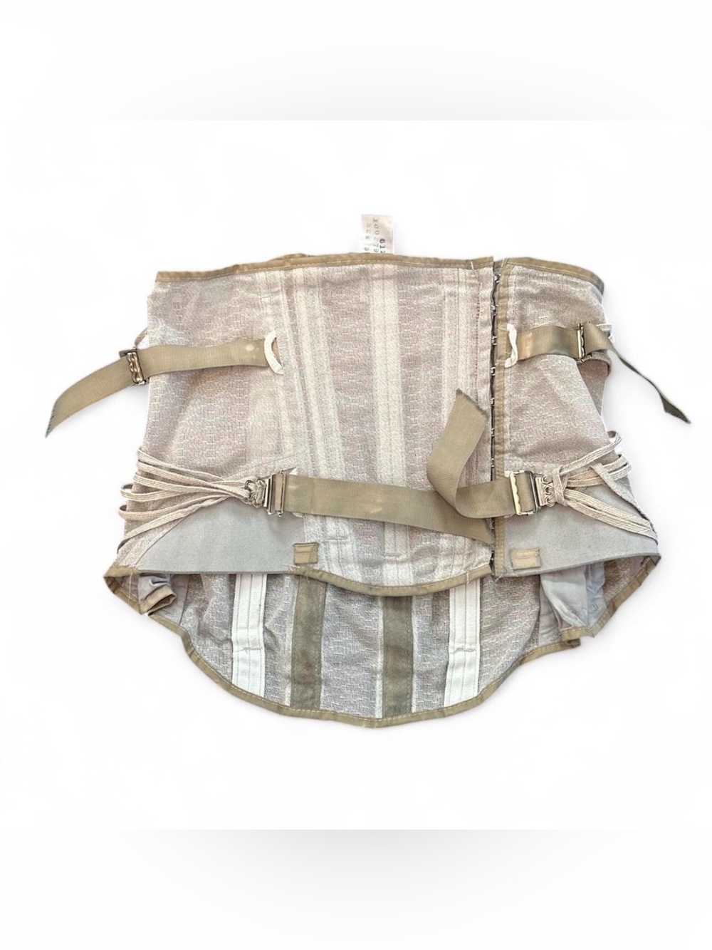 True Vintage Beige Striped Waist Cincher Belt